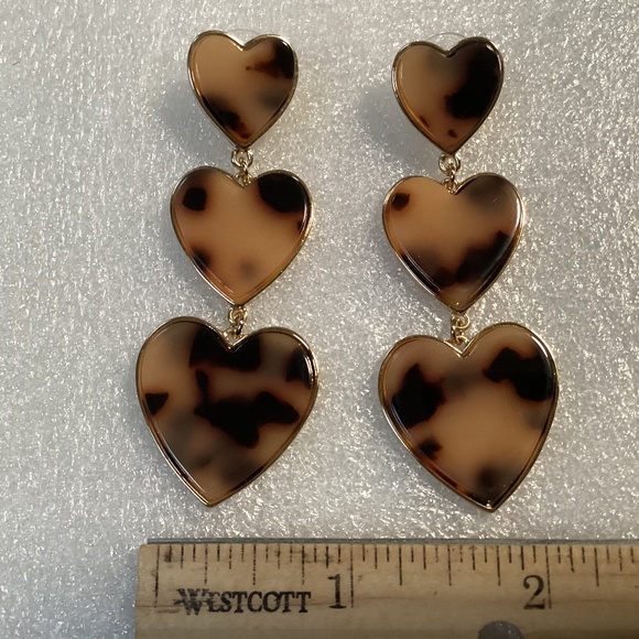 Baublebar 3 Tier Tortoise Shell Heart Dangle Earrings - Picture 5 of 7